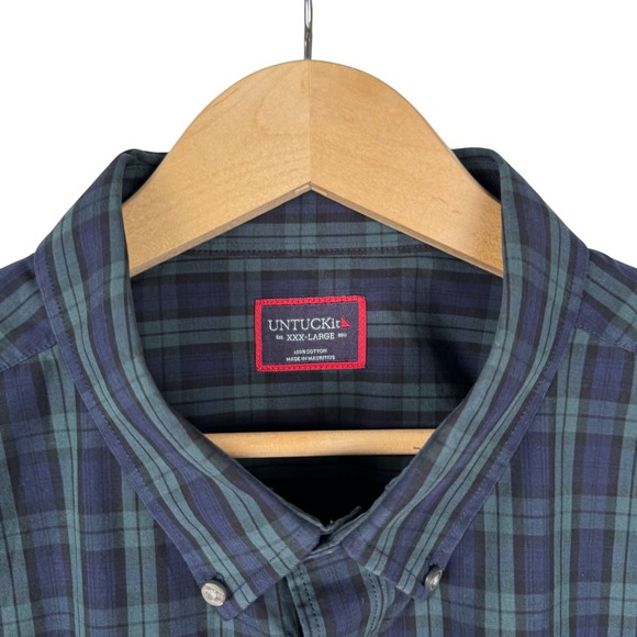 UNTUCKIT Men's XXX Large Button Down Shirt Plaid Green Blue Classic Casual - Picture 1 of 5
